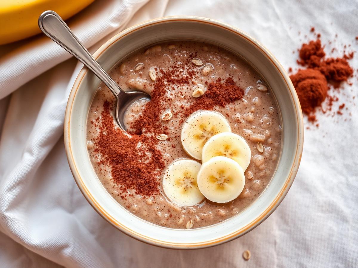 Opção 3 · Mingau de aveia com cacau e banana