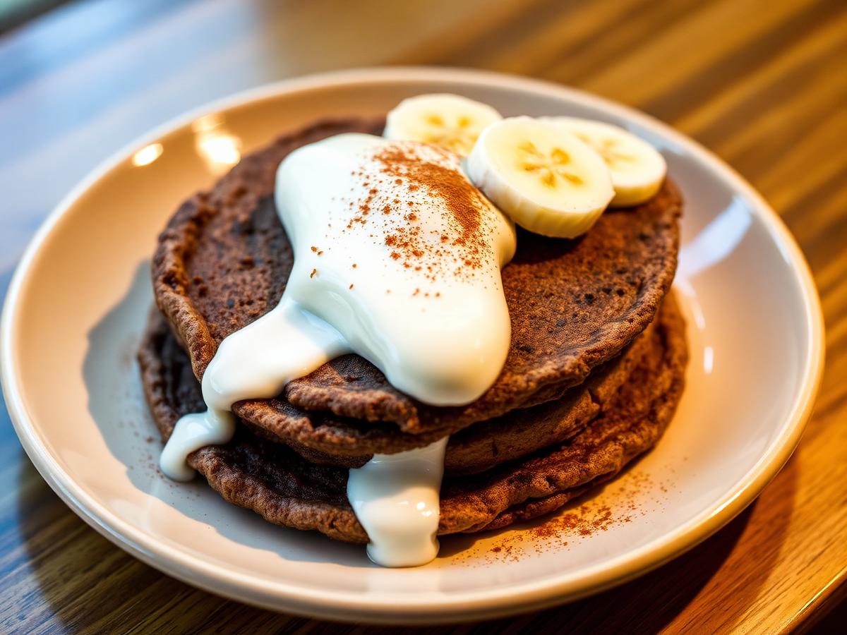 Opção 2 · Panqueca de banana com chocolate 70% e creminho de whey