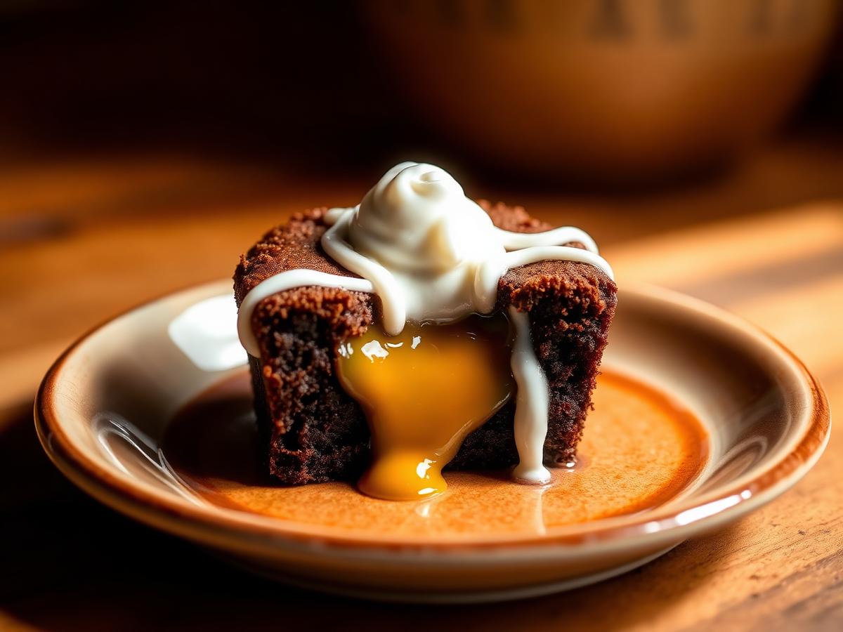 TPM 1 · Bolinho tipo brownie com doce de leite e calda de ninho